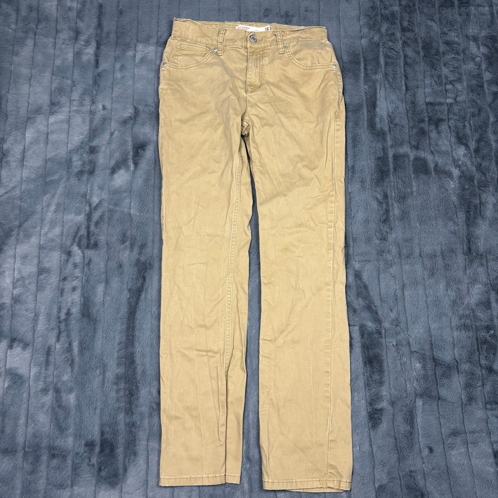 Levi Strauss Signature Slim Khaki Pants Tan Straight Leg 16 Reg W28 L30 6A32-Y16